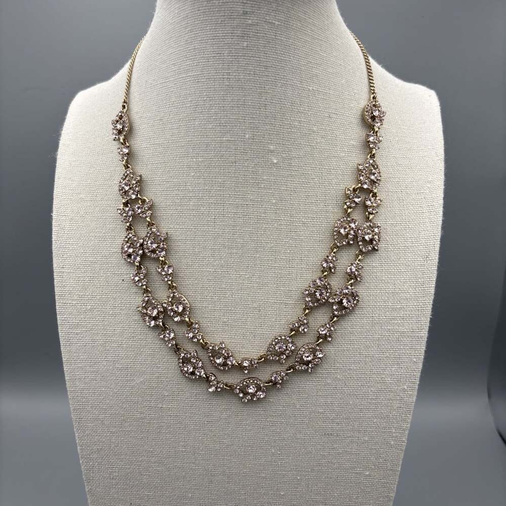 Givenchy Double Strand Statement Collar Necklace Pink Champagne Hue And Gold Ton